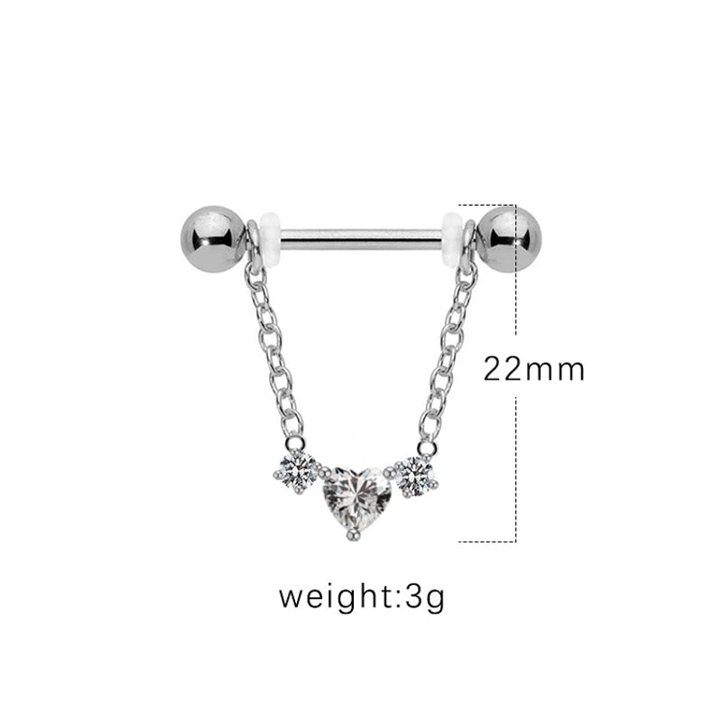 1 Piece Nipple Rings & Studs IG Style Shiny Heart Shape Flower 316L Stainless Steel Alloy Titanium Steel Epoxy Chain Inlay Resin Rhinestones Glass White Gold Plated Gold Plated