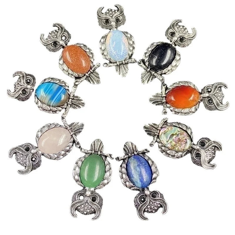 1 Piece Minimalist Owl Gem Plating Natural Stone Necklace
