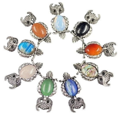 1 Piece Minimalist Owl Gem Plating Natural Stone Necklace