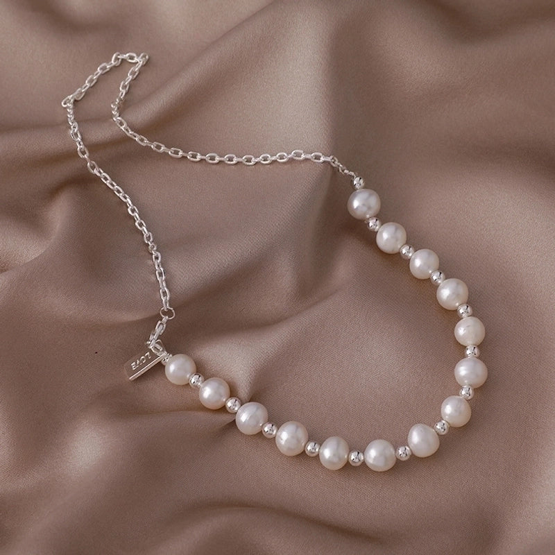 Alloy Freshwater Pearl Copper Fashion Solid Color Irregular Necklace
