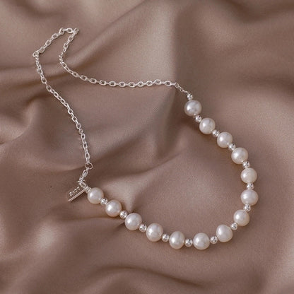 Alloy Freshwater Pearl Copper Fashion Solid Color Irregular Necklace