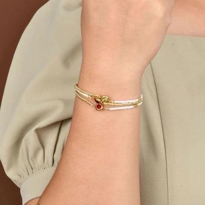 Casual Minimalist Round Stainless Steel Seed Bead Rope Beaded Inlay Zircon Bracelets