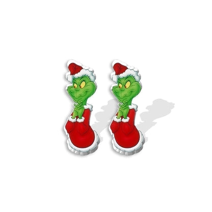 5 Pieces Cute Cartoon Christmas Hat Christmas Tree Arylic Epoxy Christmas Women's Earrings 1 Pair