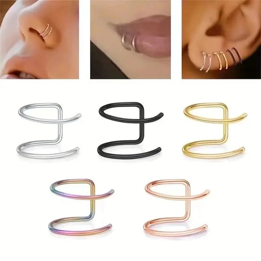 1 Piece Punk Cool Style Solid Color Plating Stainless Steel 18k Gold Plated Ear Cuffs