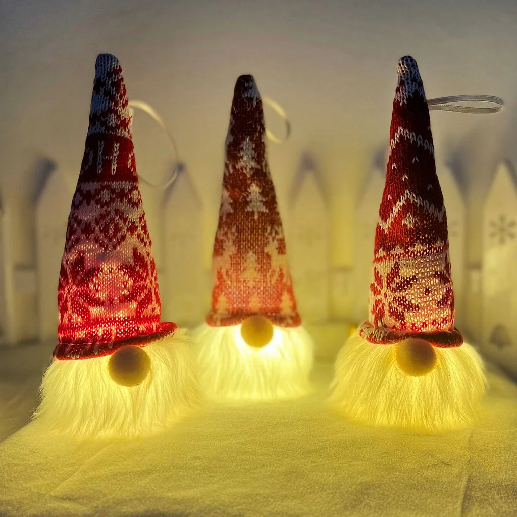 Christmas Decoration With Lights Glowing Faceless Old Man Forest Pendant Christmas Tree Pendant Decoration