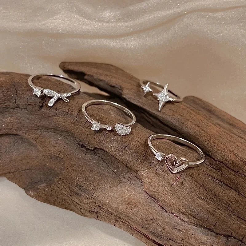 Minimalist Bow Knot Copper Inlay Zircon Rings