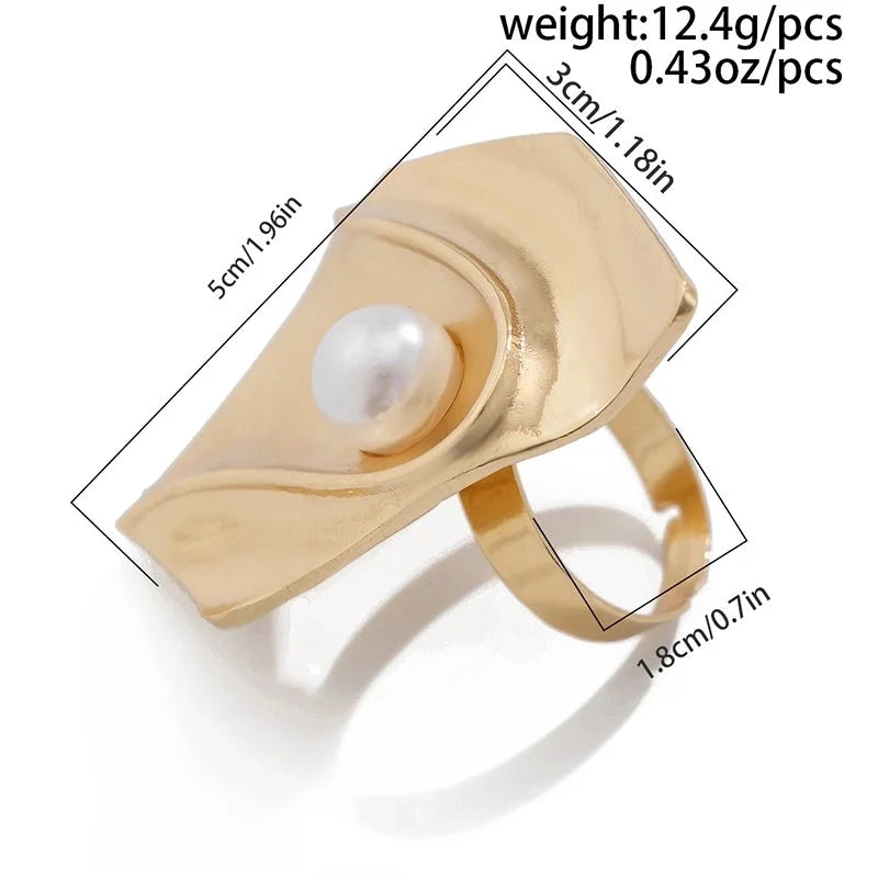Casual Solid Color Streetwear Geometric Imitation Pearl Alloy Women's Rings