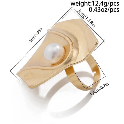 Casual Solid Color Streetwear Geometric Imitation Pearl Alloy Women's Rings