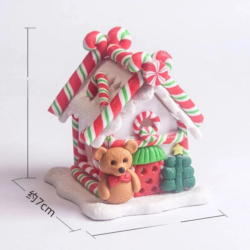 Christmas House Creative Soft Pottery House Without Lights Pendant Christmas Decoration Three-dimensional Luminous House Decoration Ornaments