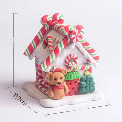 Christmas House Creative Soft Pottery House Without Lights Pendant Christmas Decoration Three-dimensional Luminous House Decoration Ornaments
