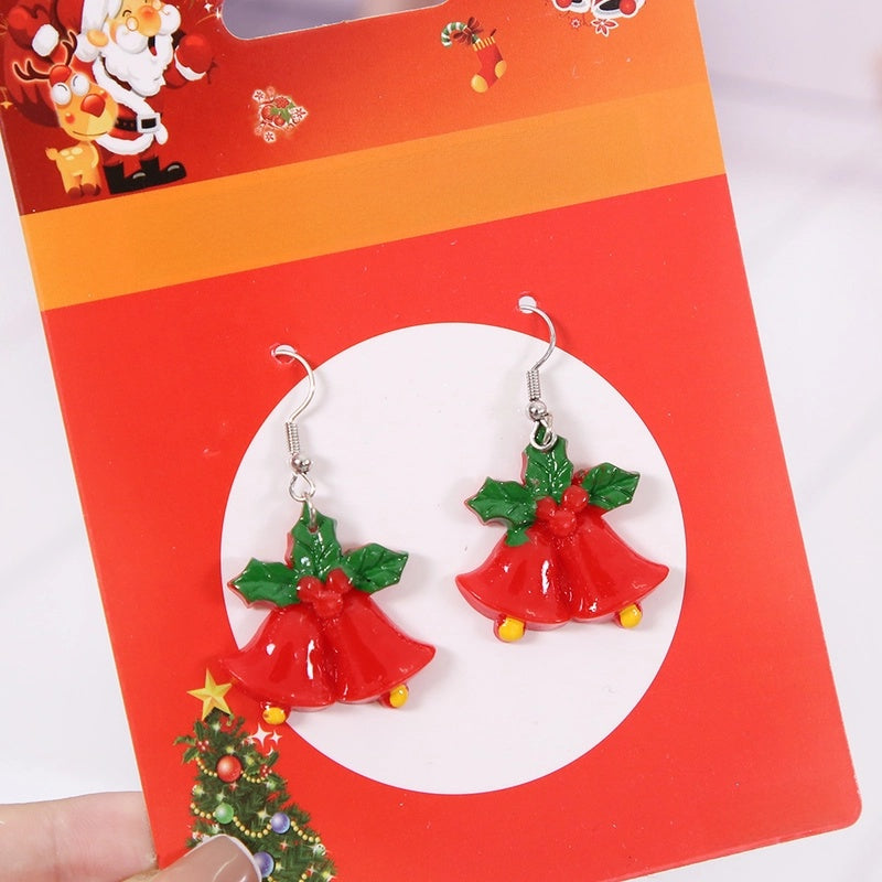 Christmas Fashion Christmas Tree Santa Claus Snowman Alloy Plastic Party Costume Props Earrings
