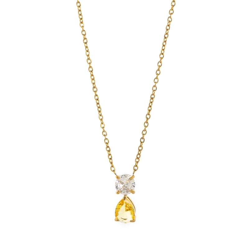 Minimalist Water Droplets 201 Stainless Steel 304 Stainless Steel Zircon 18K Gold Plated Inlay Pendant Necklace