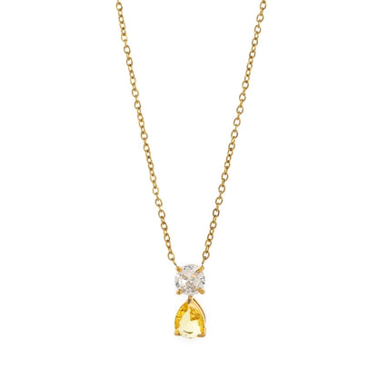 Minimalist Water Droplets 201 Stainless Steel 304 Stainless Steel Zircon 18K Gold Plated Inlay Pendant Necklace