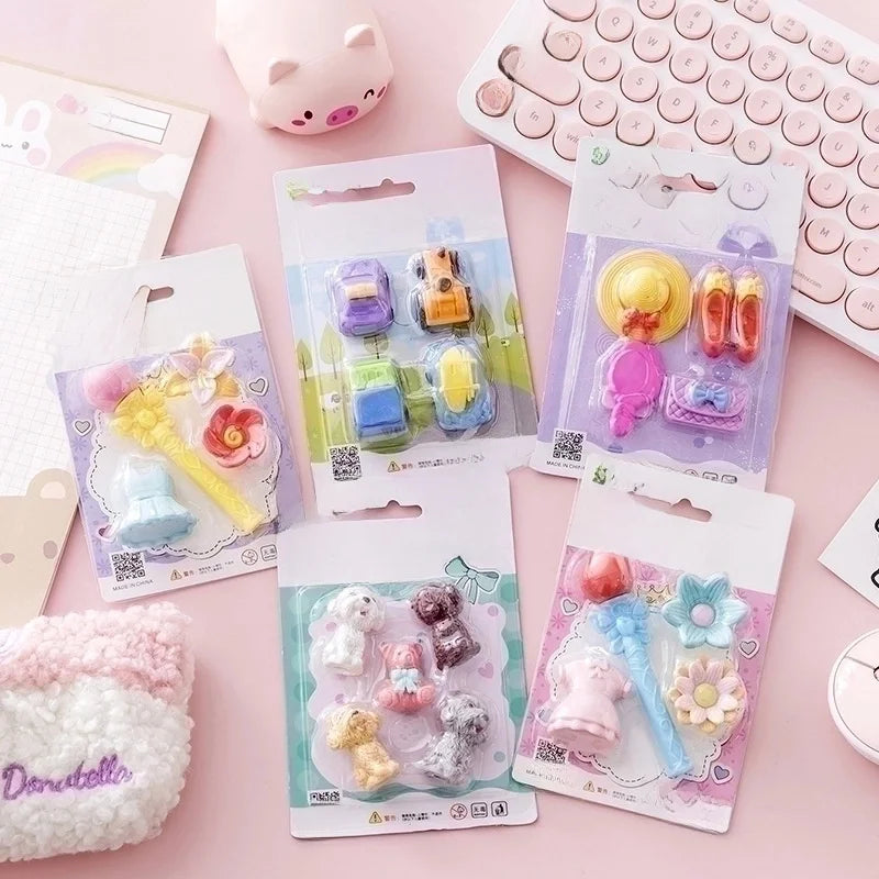 Cute Assembled Clamshell Packaging Stationary Geometric Eraser 1 Set