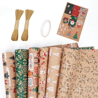 Christmas Gift Gift Box Wrapping Paper Brown Kraft Paper Uv Printing Environmentally Friendly Christmas Wrapping Paper Set