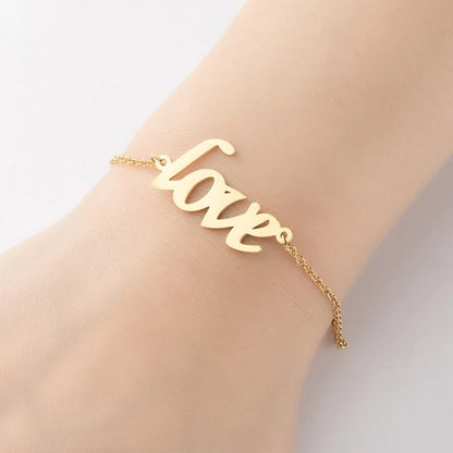 Cute Lady Letter Fox Horse 201 Stainless Steel 18K Gold Plated Bracelets In Bulk