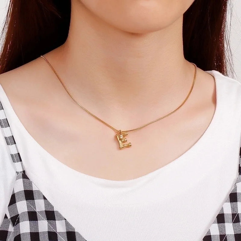 Titanium Steel 18K Gold Plated Plating Letter Necklace