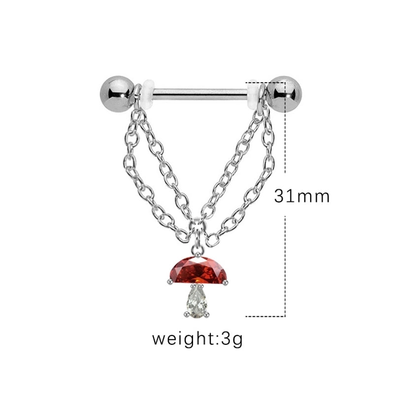 1 Piece Nipple Rings & Studs IG Style Shiny Heart Shape Flower 316L Stainless Steel Alloy Titanium Steel Epoxy Chain Inlay Resin Rhinestones Glass White Gold Plated Gold Plated