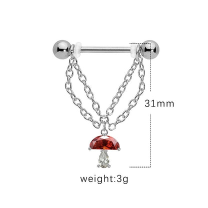 1 Piece Nipple Rings & Studs IG Style Shiny Heart Shape Flower 316L Stainless Steel Alloy Titanium Steel Epoxy Chain Inlay Resin Rhinestones Glass White Gold Plated Gold Plated