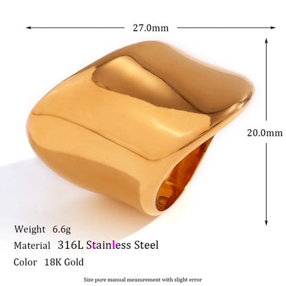 Basic Minimalist Classic Style Solid Color 304 Stainless Steel 18K Gold Plated Plating Rings