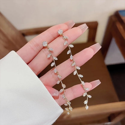 Fashion Heart Shape Bow Knot Copper Inlay Zircon Drop Earrings 1 Pair