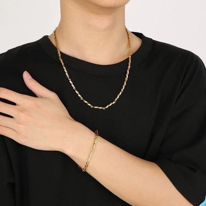 Minimalist Solid Color Stainless Steel 18K Gold Plated Plating Bracelets Necklace