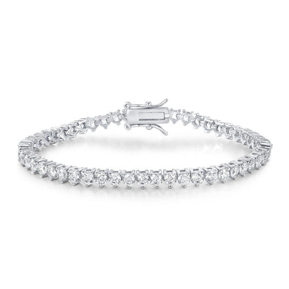 Casual Classic Style Round Brass 18k Gold Plated Platinum Plated Rhodium Plated Zircon Tennis Bracelet In Bulk