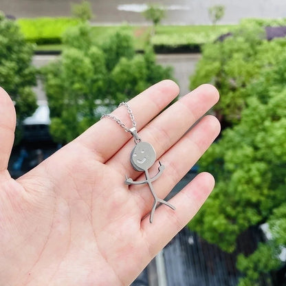 Cute Human Smiley Face Stainless Steel Earrings Keychain Necklace