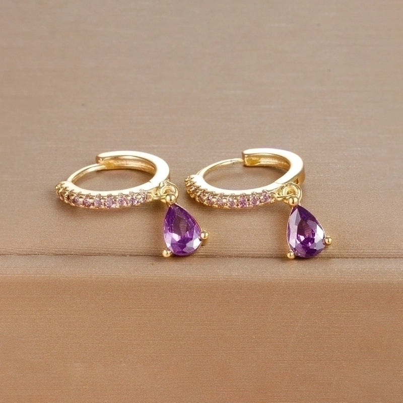 1 Pair IG Style Shiny Water Droplets Plating Inlay Copper Zircon Drop Earrings