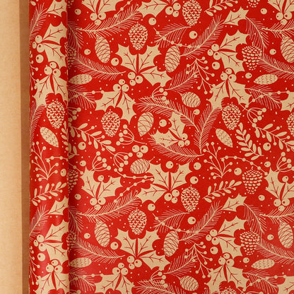 Large Size Gift Wrapping Paper Roll Brown Christmas Reindeer Head Elk Green Plaid Gift Box Recyclable Gift Paper