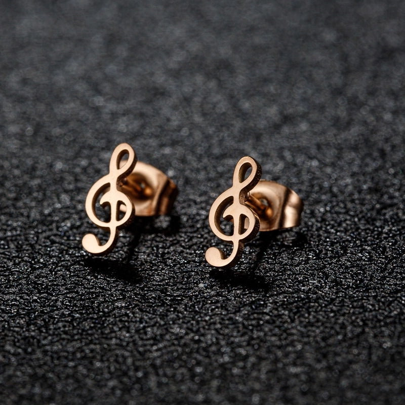 1 Pair Cute Minimalist Animal Notes Polishing 304 Stainless Steel 18K Gold Plated Ear Studs