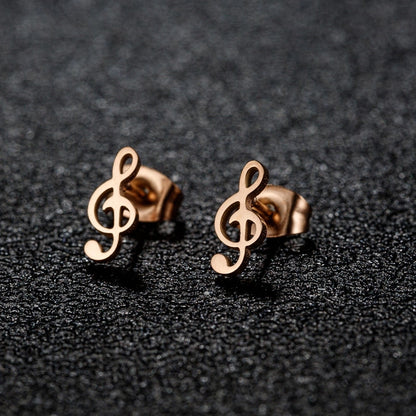 1 Pair Cute Minimalist Animal Notes Polishing 304 Stainless Steel 18K Gold Plated Ear Studs