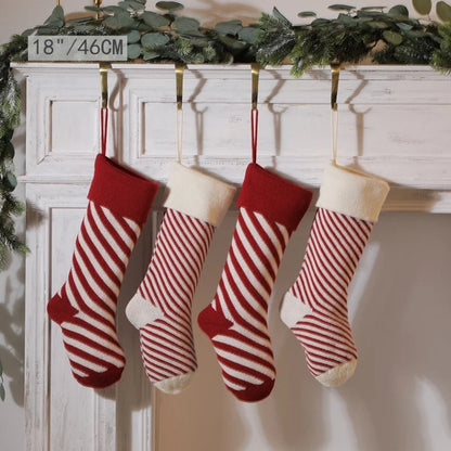 18 Amazon Knitted Christmas Gift Bag Decorative Stocking Wool Christmas Stocking Pendant Cane Candy Oblique Striped Gift Bag
