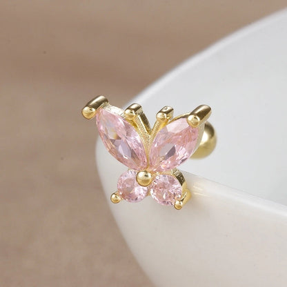 1 Piece Ear Cartilage Rings & Studs IG Style Ice Cream Heart Shape Candy 304 Stainless Steel Inlay Zircon 18K Gold Plated Ear Cartilage Rings & Studs