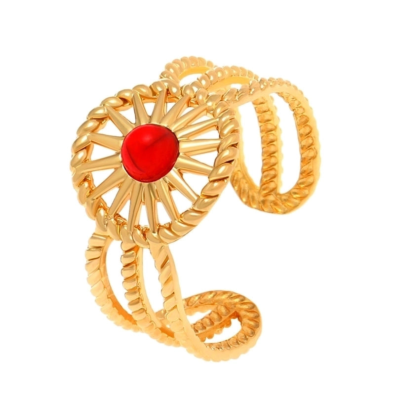 Alloy Gold Plated Silver Plated Casual Elegant Sun Heart Shape Turquoise Open Rings