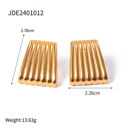 IG Style Stripe Stainless Steel 18K Gold Plated Earrings