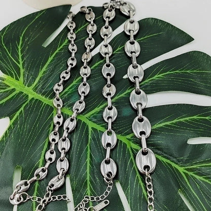 304 Stainless Steel 18K Gold Plated Streetwear Plating Solid Color Bracelets Necklace