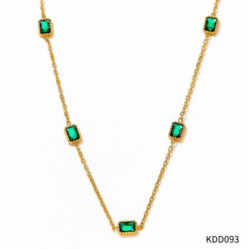 Hawaiian Vacation Modern Style Square 304 Stainless Steel Zircon 16K Gold Plated White Gold Plated Gold Plated Plating Inlay Bracelets Anklet Necklace