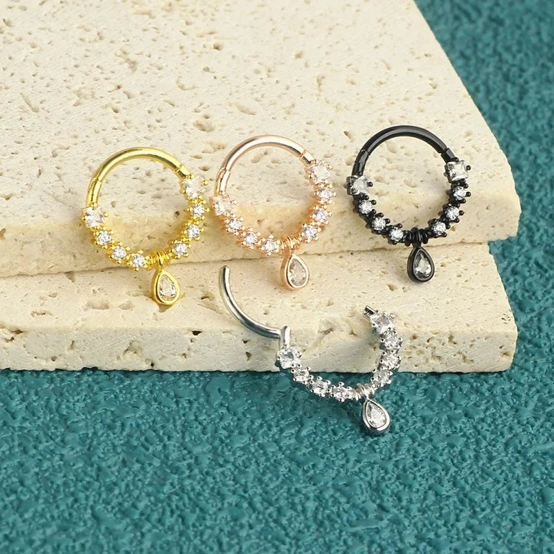 1 Piece Nose Rings & Studs Minimalist Classic Style Solid Color 304 Stainless Steel Inlay Nose Rings & Studs