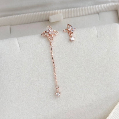 1 Pair Elegant Lady Streetwear Water Droplets Heart Shape Flower Hollow Out Inlay Steel Imitation Pearl Zircon Drop Earrings