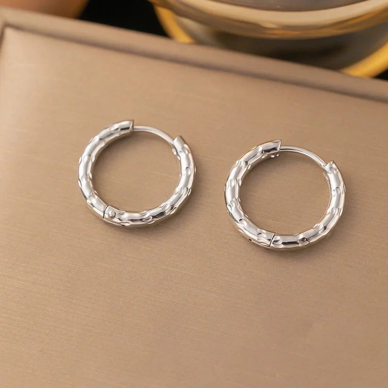 1 Pair Minimalist Geometric Round Solid Color Plating Titanium Steel Earrings Ear Studs