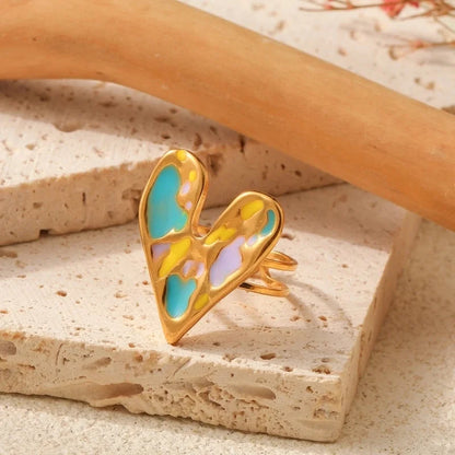 Elegant Minimalist Geometric 304 Stainless Steel Enamel Stainless Steel Rings