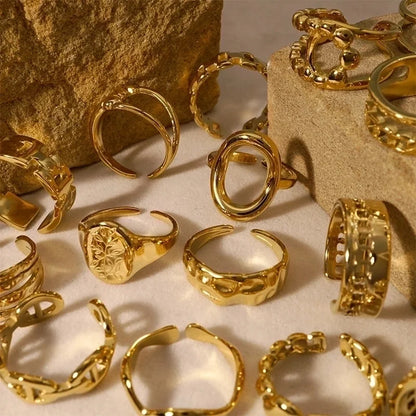 Minimalist U Shape Titanium Steel Plating 18k Gold Plated Open Ring