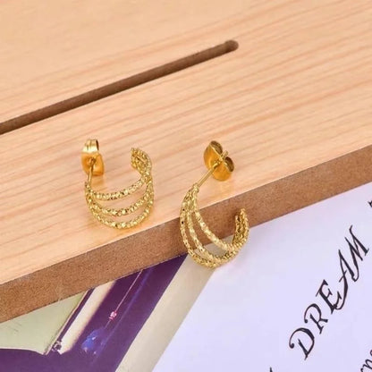 1 Pair Minimalist C Shape Plating 201 Stainless Steel 18K Gold Plated Ear Studs