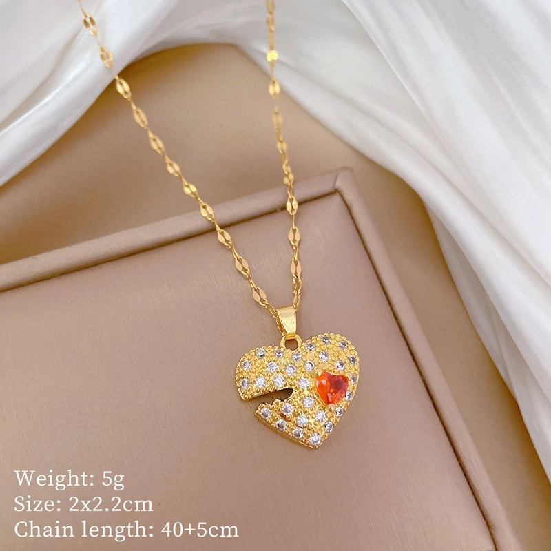 Fashion Geometric Titanium Steel Copper Plating Artificial Diamond Necklace