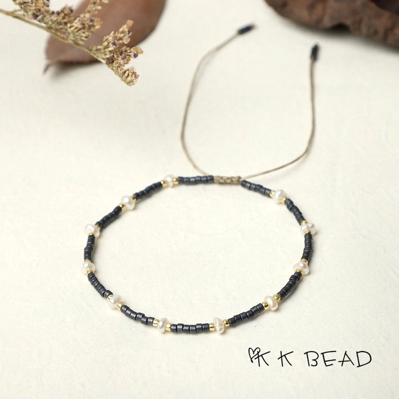 1 Piece Minimalist Color Block Freshwater Pearl Glass Beaded Bracelets