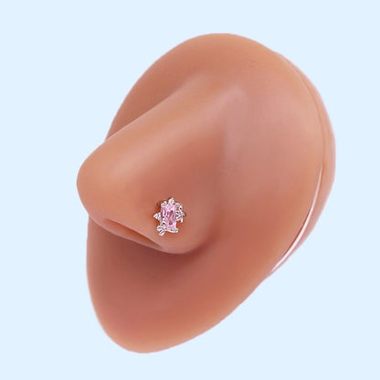 Minimalist Star Graffiti Flame Stainless Steel Epoxy Plating Inlay Artificial Rhinestones Zircon White Gold Plated Gold Plated Nose Studs