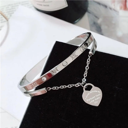 Casual Minimalist Round Square Stripe Stainless Steel Plating Inlay Zircon 18k Gold Plated Bangle