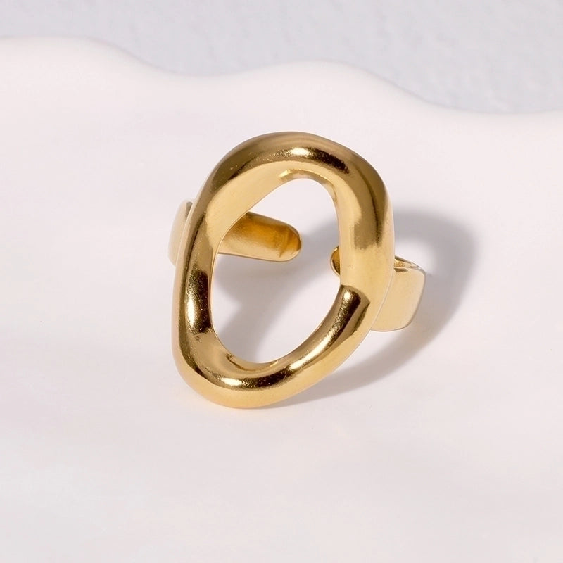 IG Style Modern Style Minimalist Geometric 304 Stainless Steel 18K Gold Plated Open Rings
