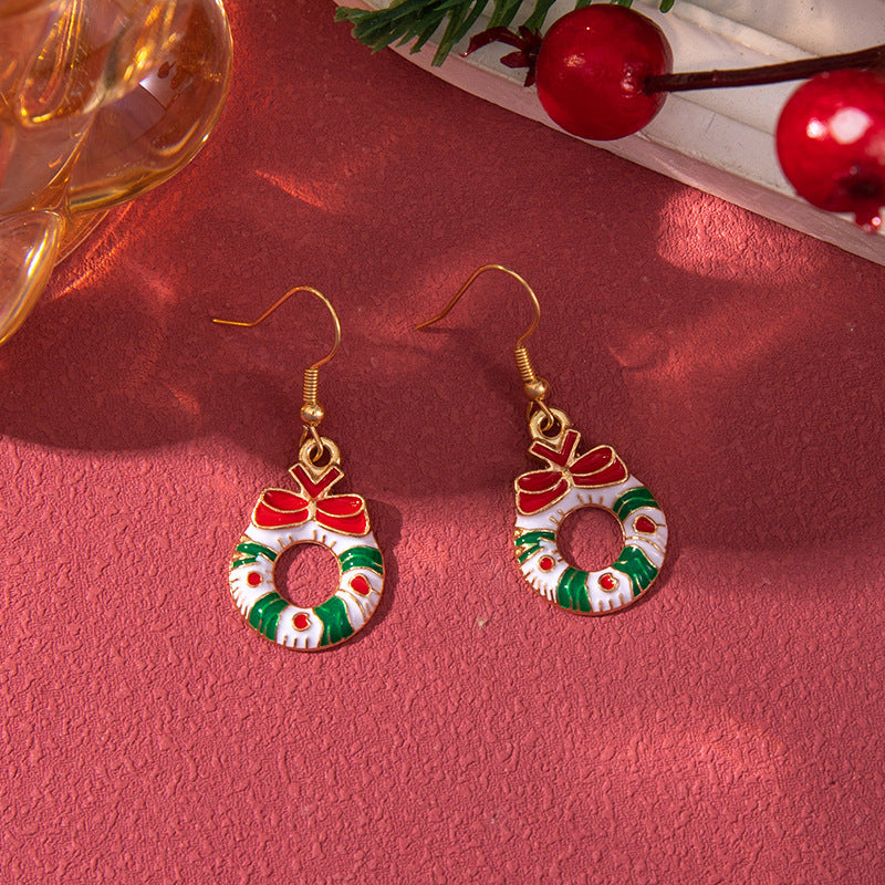 Christmas Earrings Red Bell Studs Candy Color Snowflake Studs Alloy Christmas Ear Accessories